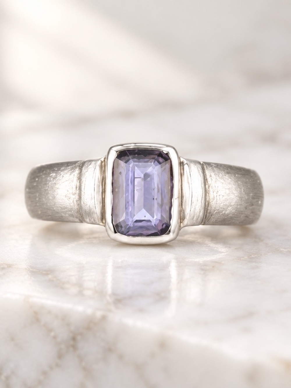 Sterling Silver Ring with Dark Tourmaline Purple Stone